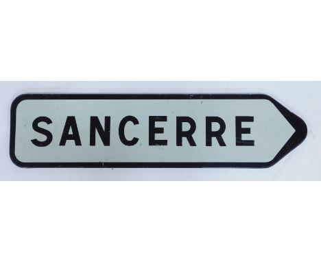 A road sign, of arrow form for Sancerre, 25cm x 100cm.