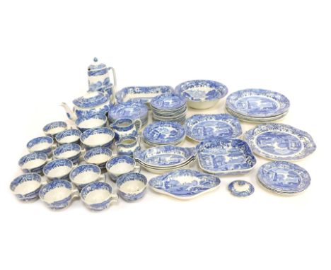 A Copeland Spode's Italian pattern part tea and dinner service, to include a teapot, hot water jug, teacups and saucers, milk
