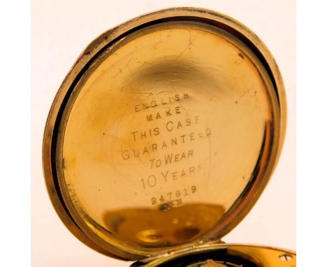 An Ascot gold plated half hunter pocket watch, with inscription from The GPO Technicians, serial number 247819, with white en