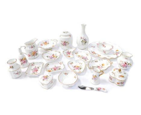 A group of Royal Crown Derby Derby Posies porcelain, to include a jar and cover, 11.5cm high, jug, 10cm high, trinket box and