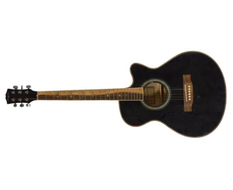 A Martin Smith acoustic guitar, model number W-401E-BK.