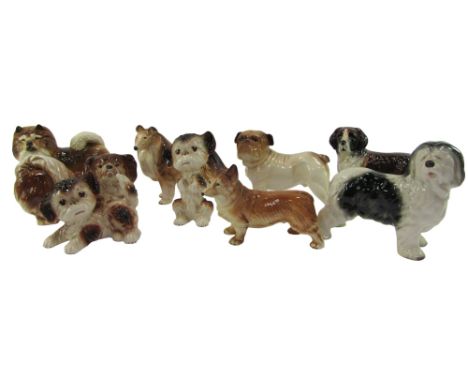 A group of Melba ware dogs, to include a Bulldog, Corgi, etc. (1 tray and loose)