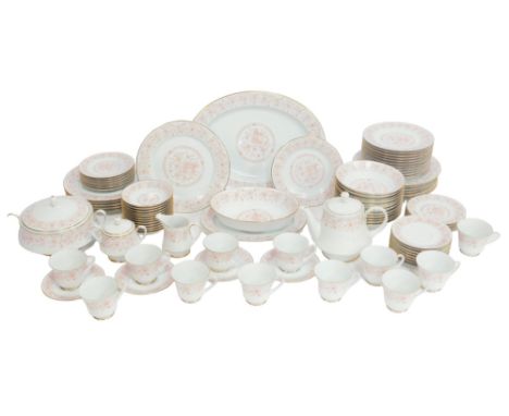 A Noritake porcelain tea and dinner service decorated in the Alicia pattern, to include a teapot, two-handled lidded tureen, 
