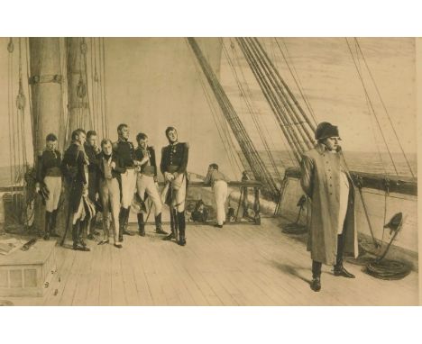 After Sir William Quiller Orchardson (Scottish, 1832-1910). The Surrender of Napoleon to Great Britain, lithograph, 41cm x 62