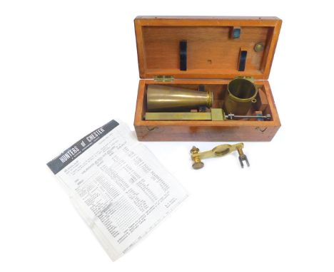 A Victorian brass chondrometer, in a mahogany case, together with a Hunters of Chester photocopied information leaflet provid