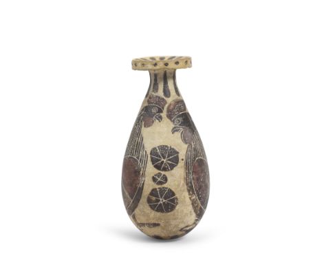 A Corinthian pottery aryballos with cockerels Middle Corinthian, circa 590-570 B.C.9.5cm highFootnotes:Provenance:Private co