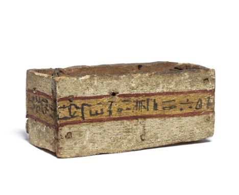  An Egyptian gesso painted wood shabti box Third Intermediate Period, circa 1069-735 B.C.27.7cm x 12cm x 12cmFootnotes:Proven
