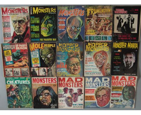 33 Vintage Horror magazines including; Famous Monsters of Filmland No. 9 & 45, Movie Monsters #3, Castle of Frankenstein Nos.