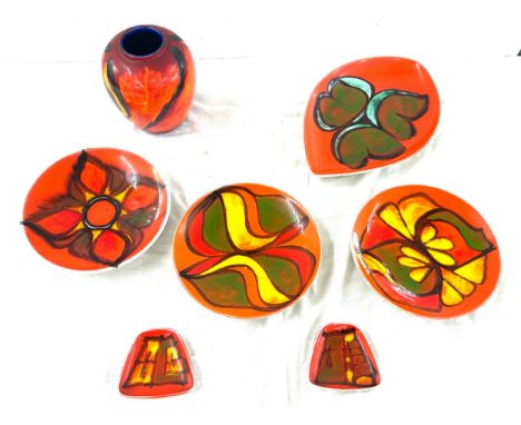 Selection vintage Poole pottery, some pieces are signed as seen in images 