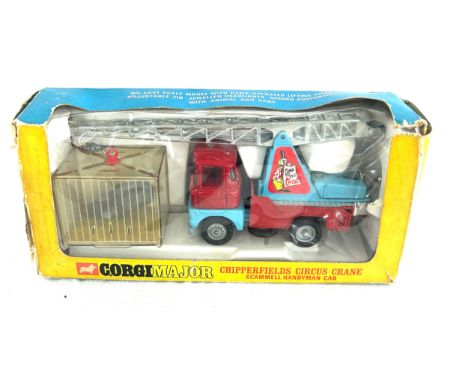 Vintage boxed diecast Corgi major toys no.1144 Chipperfields Circus Scammell Crane with Rhino and cage 