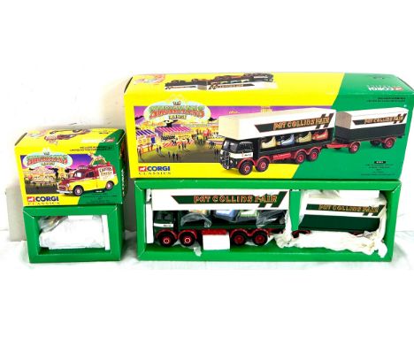 Original, boxed as new Corgi The Showmans Range 09901 ERF Pat Collins Fair Dodgems with box trailer M6, Corgi Classics 06601 