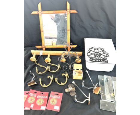 Selection of collectables to include French decorative wall brass, hooks and brass handles, French finger plates for doors ne