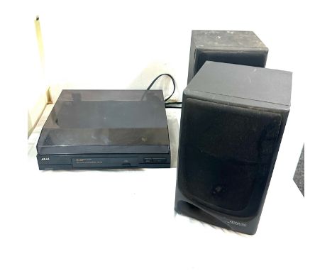 Pair of Kenwood speakers and a Aiwa record player 