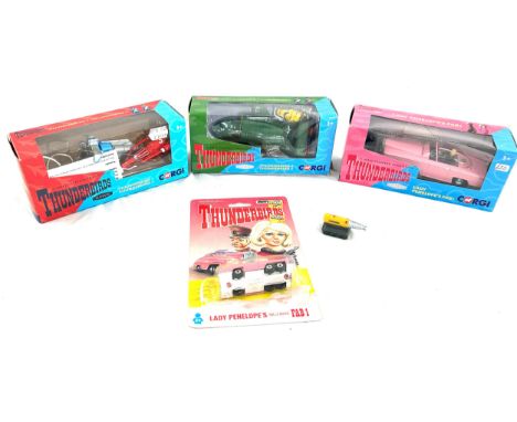 Selection Corgi boxed vehicles to include Lady Penelopes Fab I, Thunderbird 1, 2, 3 and 4, Matchbox lady Penelopes car 