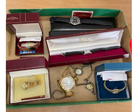 Box of vintage and later watches includes Rotary, Accurist etc 
