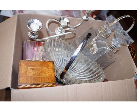 Various items to include candelabra, decanters etc 