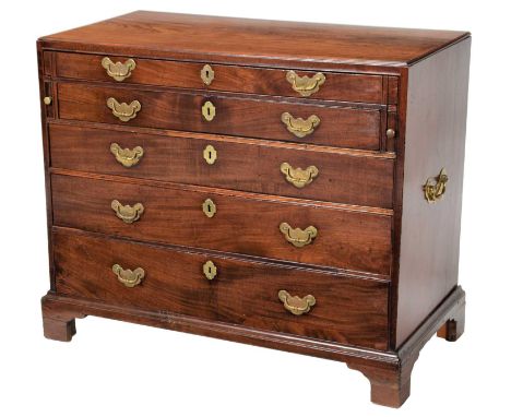 A George III Mahogany and Oak-Lined Dressing Chest, 3rd quarter 18th century, the moulded top above a fitted drawer with late