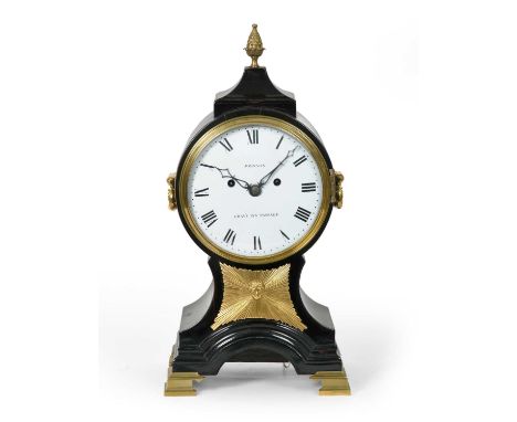 A Balloon Shaped Striking Table Clock, signed Johnson, Gray's Inn Passage, circa 1800, ebonised case with arched pediment and