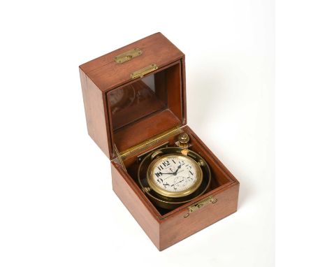 An Eight Day Gimbal Deck Watch, signed Zenith, Chronometer, 20th century, three tier case, silvered dial with Arabic numerals