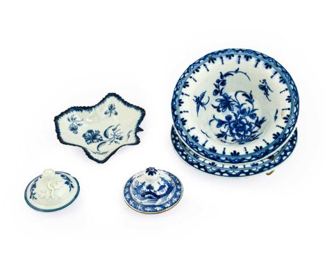 A Pair of Worcester Porcelain Patty Pans, circa 1770, painted in underglaze blue with the Peony pattern, 11cm diameter; A Sim