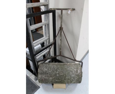 A vintage garden roller 