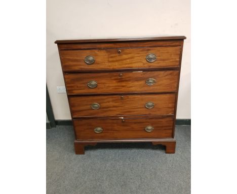 A George III mahogany four drawer chest on bracket feet, width 94 cm  CONDITION REPORT: 94cm wide by 48cm deep by 104cm high.