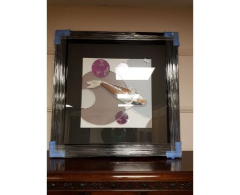 A framed print of a koi carp, 70 cm x 70 cm 