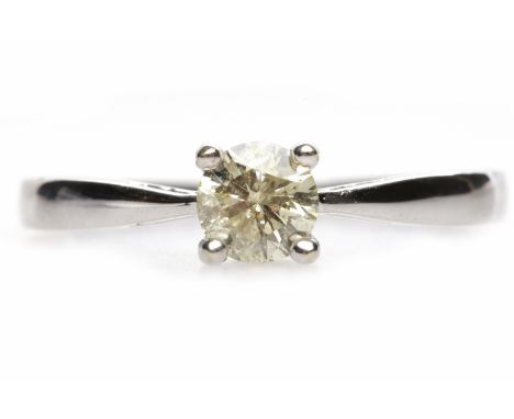 DIAMOND SOLITAIRE RINGwith a four claw set round brilliant cut diamond of approximately 0.55 carats, in nine carat white gold
