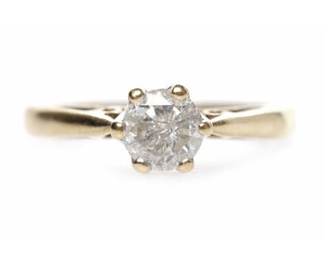 DIAMOND SOLITAIRE RINGthe six claw set round brilliant cut diamond of approximately 0.60 carats, in nine carat gold, size K-L