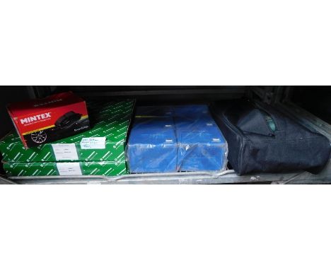 Jaguar and other car parts, including Mintex brake pads, HAS ignition coils, XK8 325mm front disc and pads, and a Jaguar conv