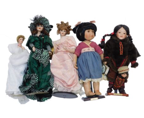Franklin Heirloom dolls, including Princess Grace, Ituko, etc., boxed. (5)