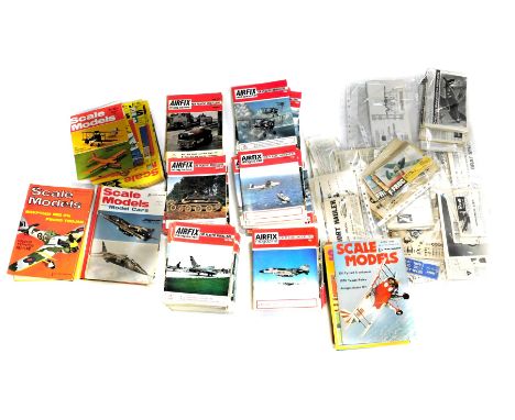 Various Scale Model magazines, 1972-1975, together with Airfix magazines, 1966-1975, and various Airfix Construction Kit inst