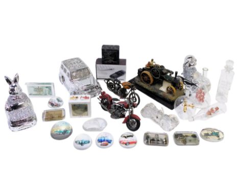 Railway related ceramics and glassware, including steam engine, Troica Roadstar paperweight, VW station wagon crystal paperwe