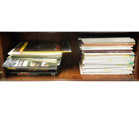Railway Modeller magazines, Hornby catalogues, track plans, etc (1 shelf)