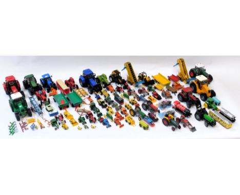 Britain's, Ertl and other diecast farming implements and tractors, including Britain's Valtra Valmet 115 tractor, Tuppertoys 