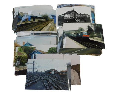 Railway related photographs and negatives, including locomotives, signal boxes, etc. (1 shelf)
