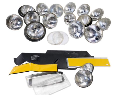 Lucas headlamps, surrounds, trim, etc. (2 boxes)