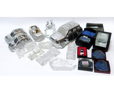 Ceramics and glassware paperweights, including Range Rover, etc. (1 box)