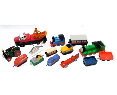 Tomy and other Thomas the Tank Engine trains and rolling stock, including Thomas, Harold, Tri-ang Jones crane KL1010, etc. (1