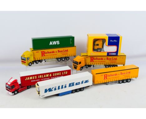Corgi - Tekno - A group of mostly unboxed trucks including DAF 85, ERF EC11 and others, also a boxed limited edition ERF ECS 