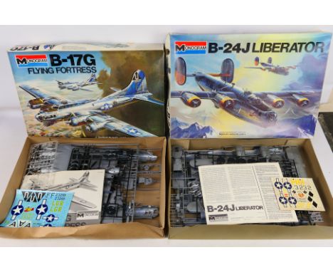 Monogram - Two boxed vintage plastic model kits. Lot consists of a 1975 Monogram #5600 1:48 scale B-17G Flying Fortress; toge