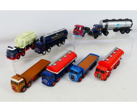 Corgi - A group of unboxed trucks in 1:50 th scale including Atkinson 8 wheel platform lorry, Foden tanker and others, they a