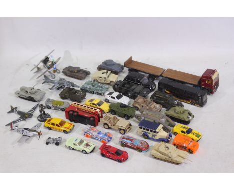 Corgi, Siku, Hot Wheels, Majorette - 34 x predominantly die-cast model vehicles and aircraft - Lot includes an interesting bu