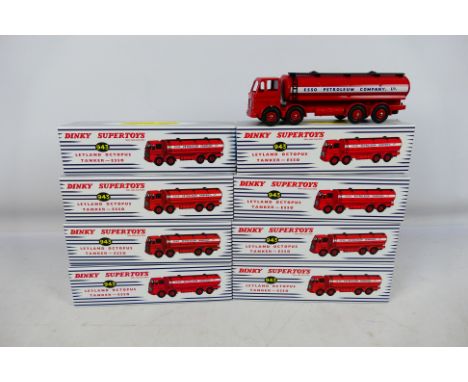 Atlas Dinky - 8 x boxed Leyland Octopus Esso Tankers # 943. They are dusty from display but appear mostly Mint in Very Good b