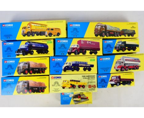 Corgi - Unsold Shop Stock - 12 diecast vehicles in 1:50 scale to include #31002 National Benzole Foden FG Cylindrical Tanker 