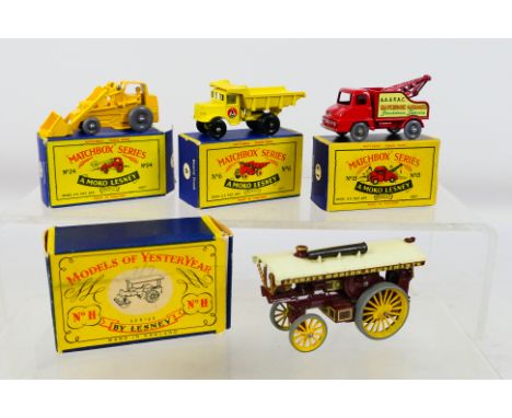 Matchbox - 4 x boxed models, Euclid Quarry Truck # 6, Thames Wrecker Truck # 13 (incorrect box) a Weatherill Hydraulic Excava