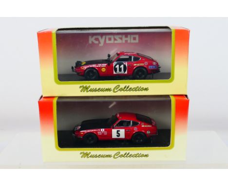 Kyosho - Two boxed 1:43 scale Kyosho Datsun 240Z model cars, consisting of #03165A 1971 Safari Rally no.11; together with #03