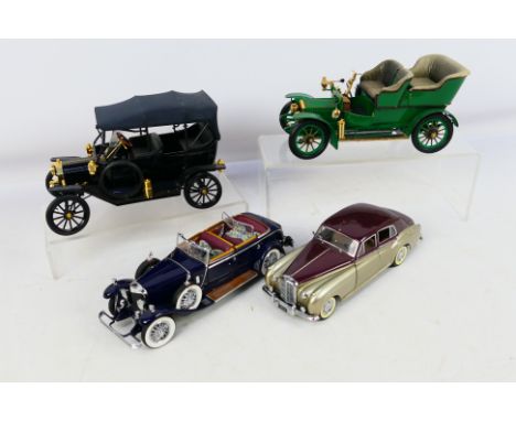 Franklin Mint - 4 x unboxed vehicles, Bentley S1, Mercedes Model K, Rolls Royce and Ford Model T. They have been on display s