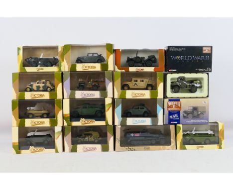 Corgi - Atlas Editions - Victoria - A boxed brigade of 15 diecast military vehicles in different scales, mainly by Victoria. 