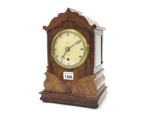 English rosewood single fusee bracket clock spuriously signed J. Barwise, St. Martins Lane, London, the 4" cream chapter ring